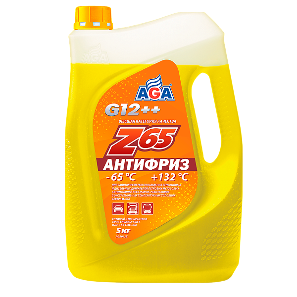 Антифриз готовый к применению AGA043Z Желтый G12++  5 кг.
