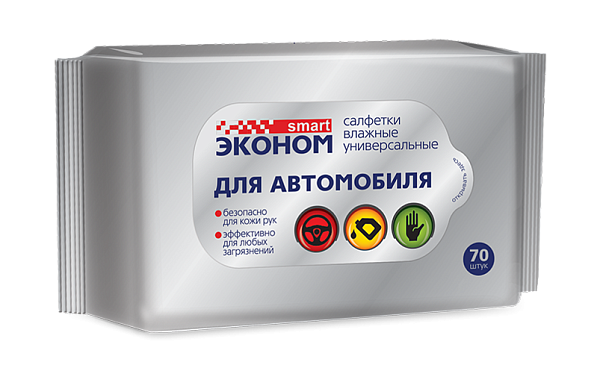 Салфетки влажные Эконом smart  №70 для автомобиля 30243