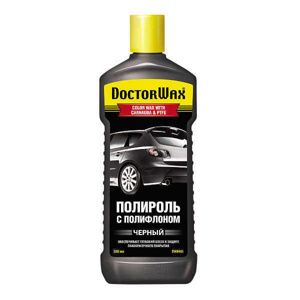 Цветной полироль с полифлоном, Черный DoctorWax DW8401  300 мл.