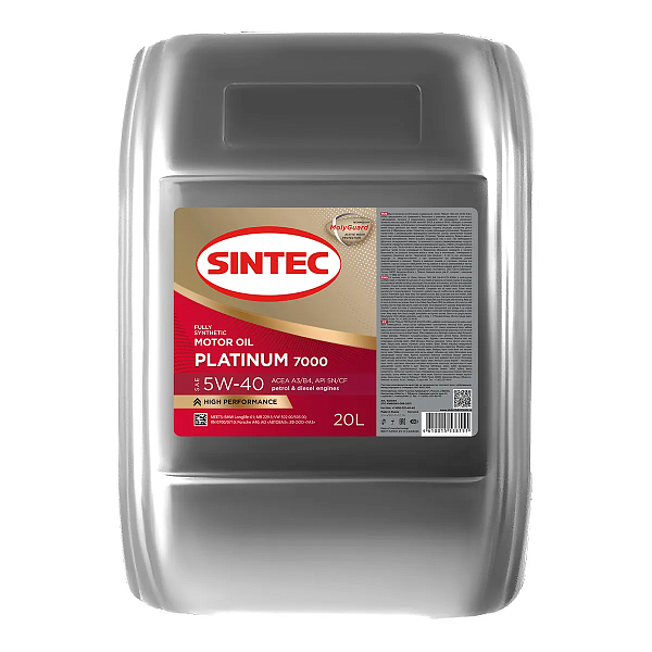 Моторное масло SINTEC Platinum 7000 A3/B4, SN/CF  5W-40  20 л. синт.
