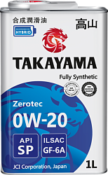 Моторное масло TAKAYAMA Zerotec  0W-20  1 л. синт.