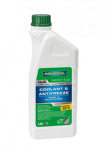 Антифриз -40 зелёный RAVENOL HJC Hybrid Japanese Coolant Premix  1,5 л.