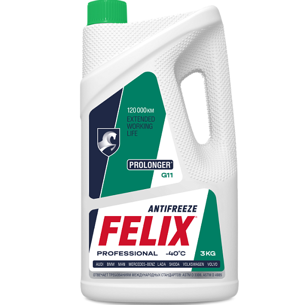 Антифриз FELIX Prolonger Concentrate (-40) G-11 зелёный  3 кг.