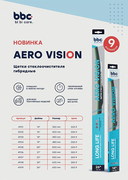 Щетка стеклоочистителя гибридная  450 мм. BiBiCare 4933