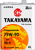 Трансмиссионное масло TAKAYAMA Transmission SAE GL-4  75W-90  4 л. синт.